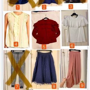 5 piece clothes bundled tops, pants and skirts